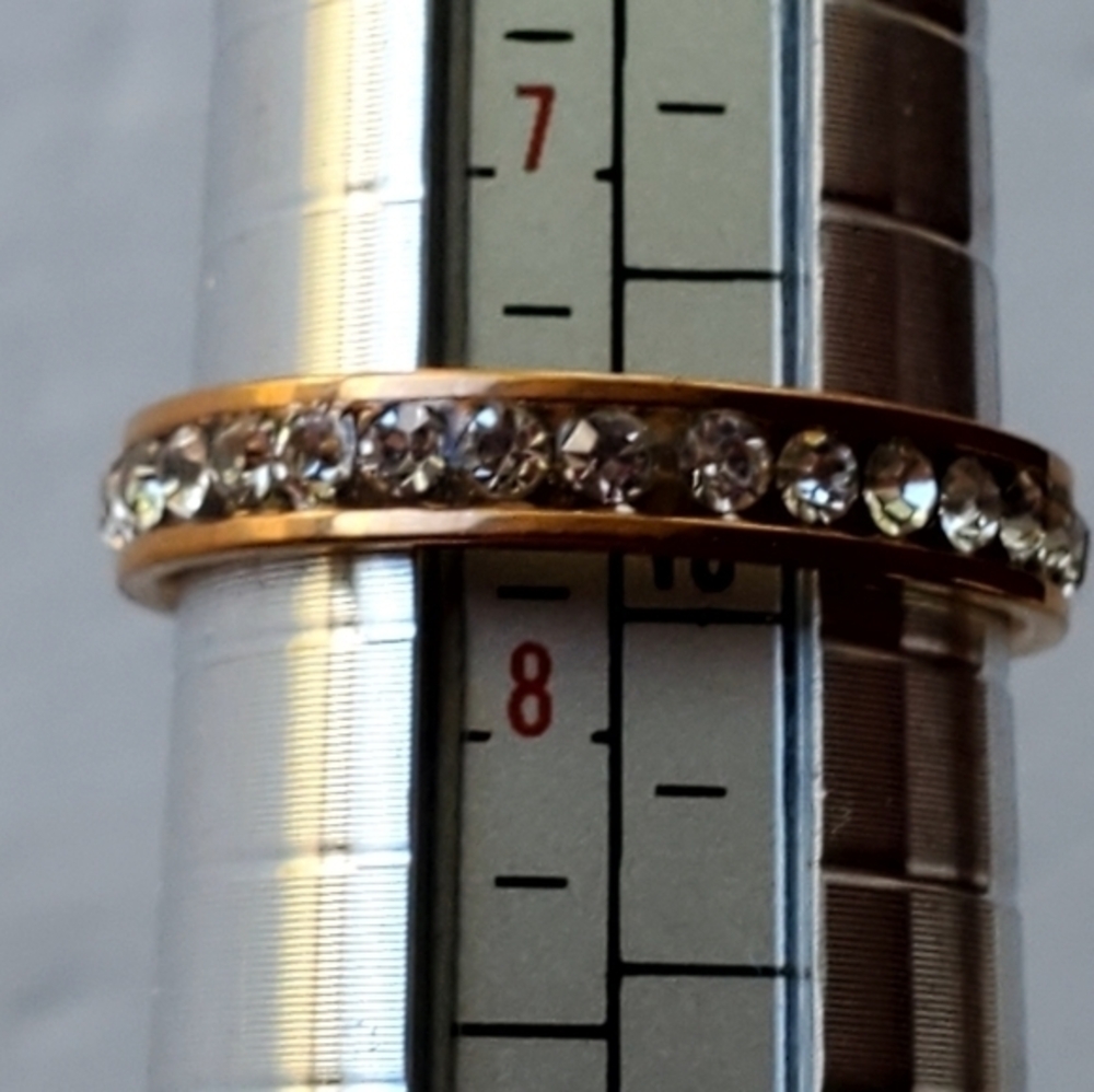 Two Stainless Steel Rhinestone‎ Rings Size 7-1/2 NWOT - Picture 2 of 13